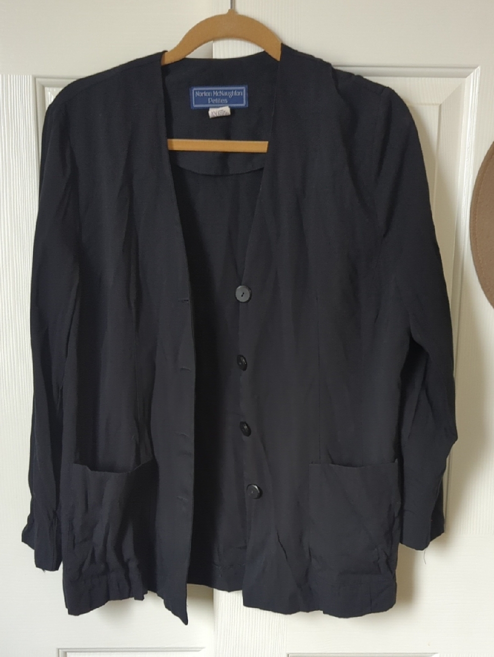 Norton McNaughton Petite Black Button-Down Blazer